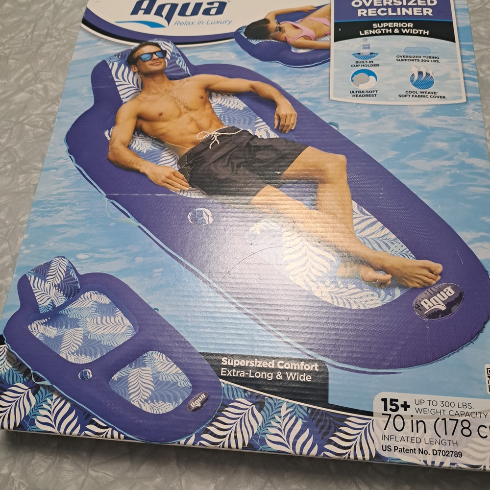 Aqua Blue Inflatable Recliner Made To Hold 300lbs